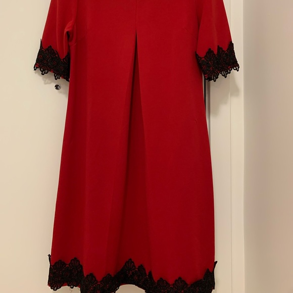 Red Dress with Black Lace - Picture 3 of 3